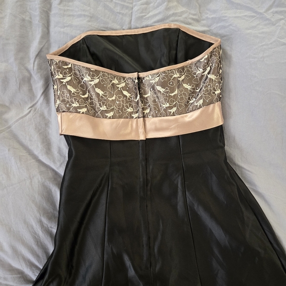 Jessica McClintock Gunne Sax Strapless Black Gown Vintage Size 5 Lace Bodice - Picture 9 of 13